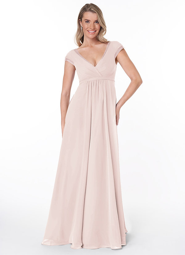Azazie Jeneva Bridesmaid Dresses A-Line Pleated Chiffon Floor-Length Dress image1