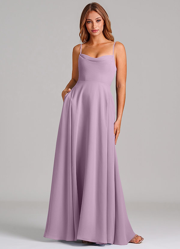 Azazie Elle Bridesmaid Dresses Wisteria A-Line Pleated Chiffon Dress image1