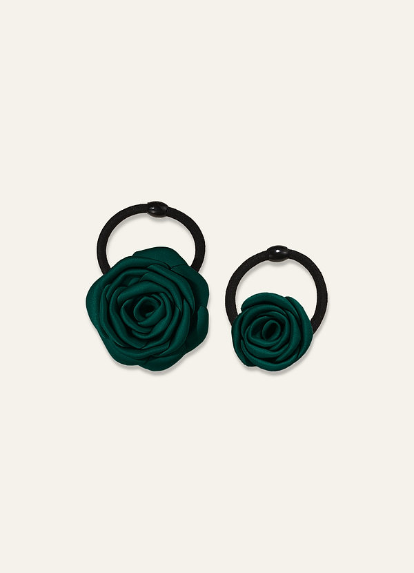 front Darling Poise Matte Satin Ivory Flower 2-Piece Hair Tie Set