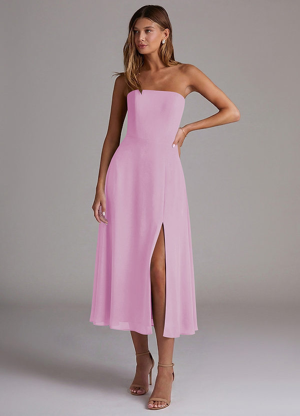 Azazie Wren Bridesmaid Dresses Candy Pink A-Line Strapless Chiffon Dress image1