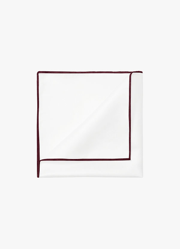 front Ivory Matte Satin Pocket Square with Colored Edge