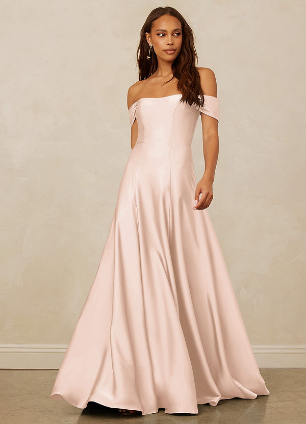 Christian Siriano Bridal for Azazie 1002 Bridesmaid Dresses Off Shoulder Stretch Satin A-line Dress image1