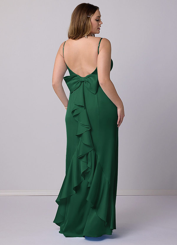 Barbie ♥ Azazie Bridesmaid Dresses Dark Green Mermaid Bow Stretch Satin Dress image1