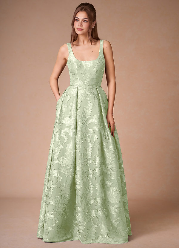 Althea Light Green Tie-Back Maxi Dress image1