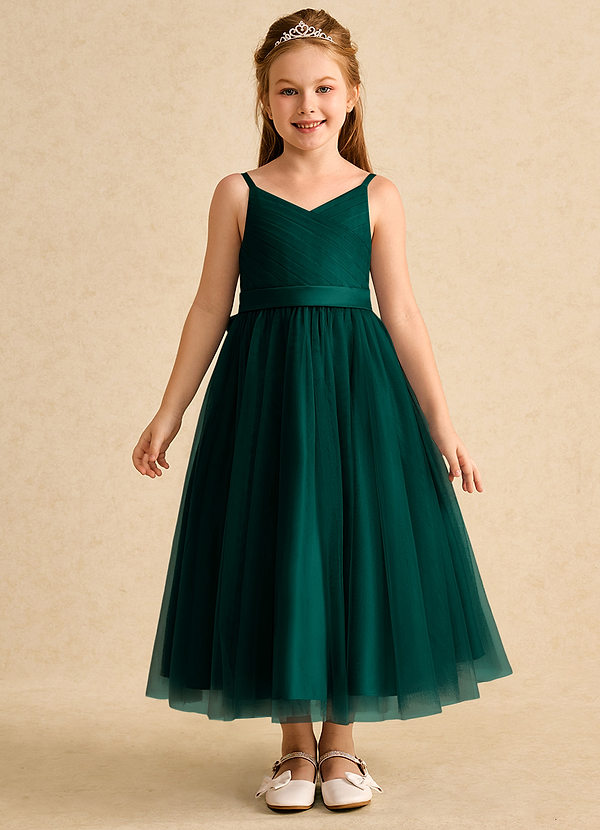 Azazie Patootie Vestidos de Niña de Flores Vestido de Pino de Tul de Corte En A con Tirante Espagueti image1