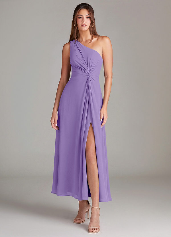 Azazie Brooke Robes Demoiselle d'honneur Robe Trapèze en Mousseline de soie Une épaule Tahiti image1