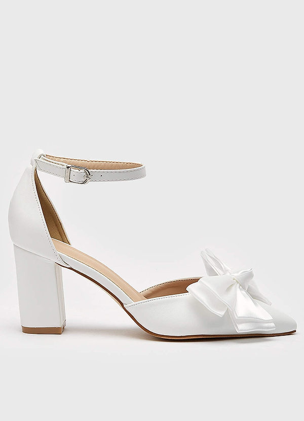 front Double Satin Bow Pointed Toe Heels