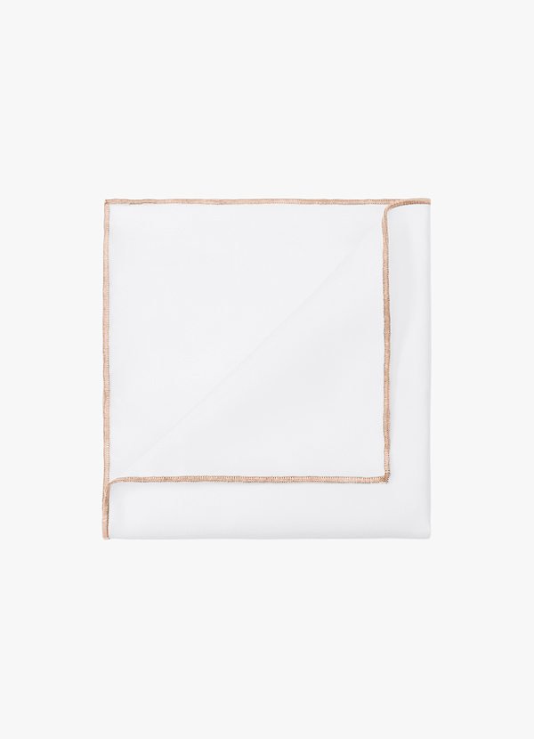 front White Matte Satin Pocket Square with Colored Edge