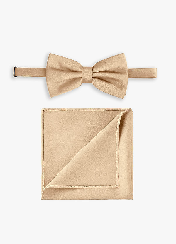 front Stretch Satin Bow Tie and Pocket Square Set