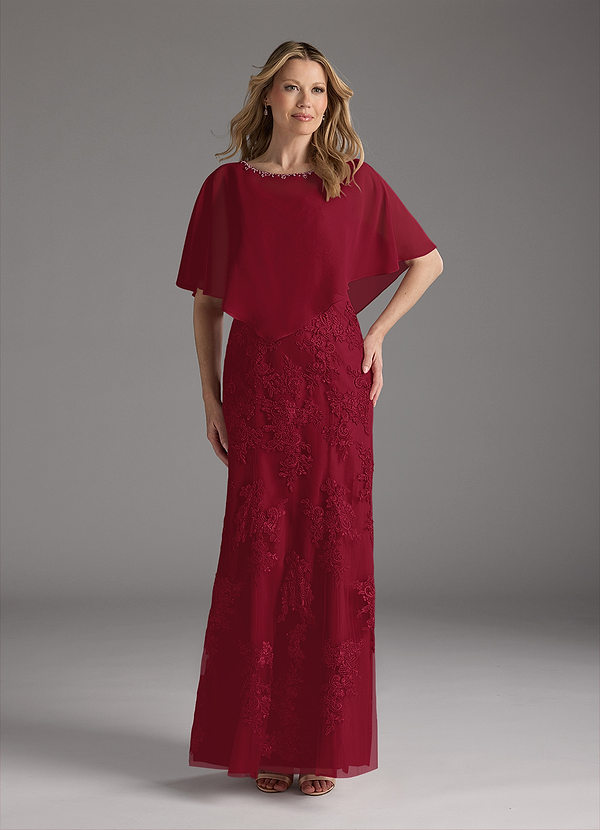 Azazie Whilhelmina Mother of the Brides Dresses Burgundy Mermaid Lace Chiffon Dress image1