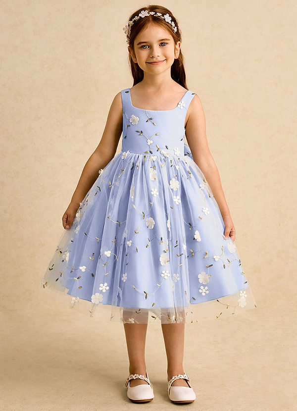 Azazie Bean Robes de Fillette d'Honneur Robe Princesse en Tulle Sans manches Eis image1