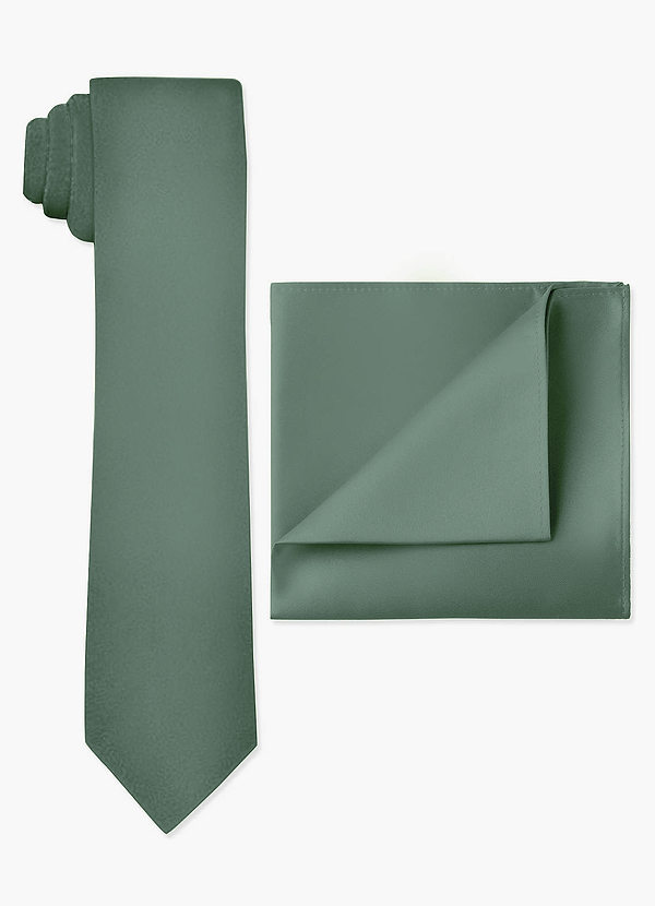 front Matte Satin Skinny Tie and Pocket Square Set