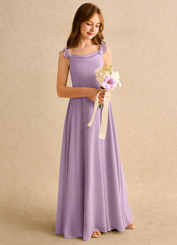 Azazie Puppy Girls Formal Flower Girl Dresses Wisteria A-Line Pleated Chiffon Dress image1