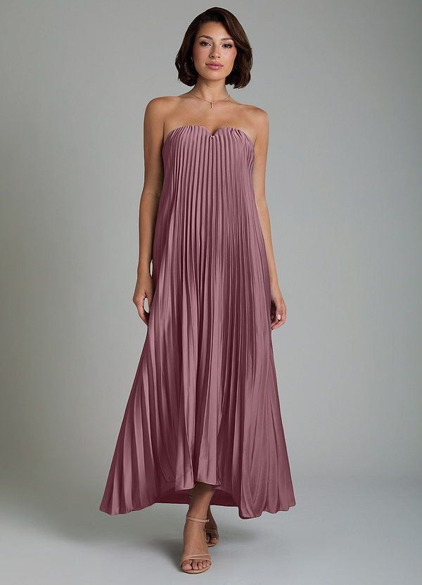 Azazie Rayna Bridesmaid Dresses Amethyst A-Line Strapless Stretch Satin Dress image1