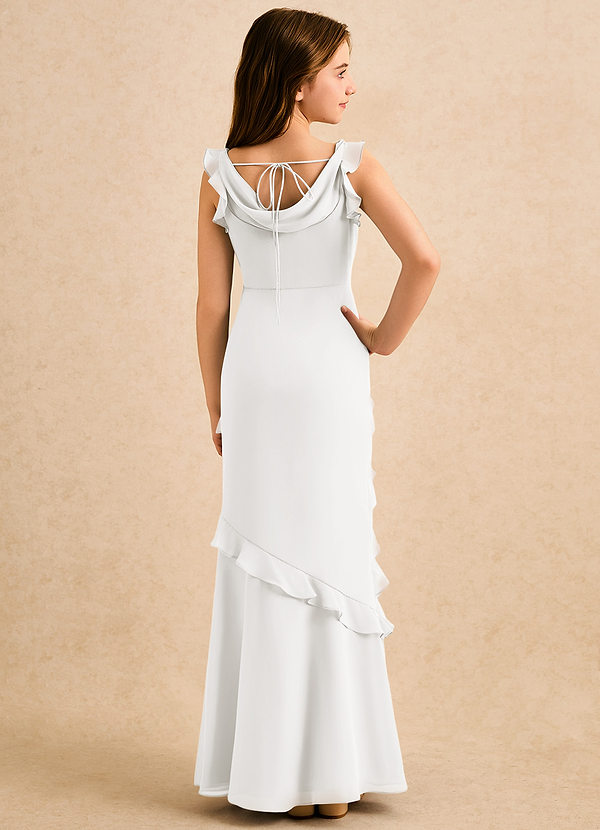 Azazie Aria Girls Formal Klänningar för brudeflicka Klä Sjöjungfru i Chiffong Rynkad image1