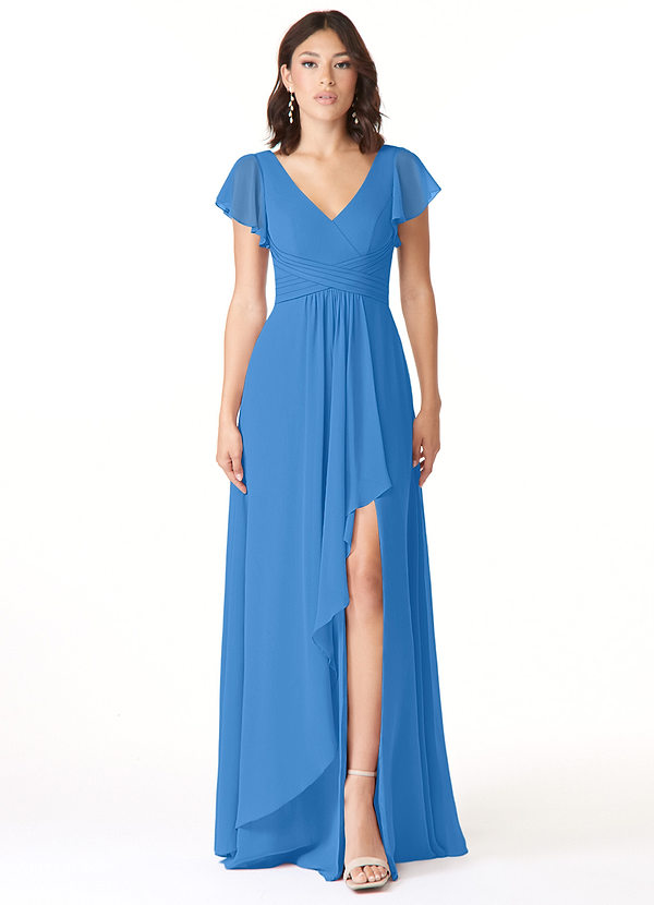 Azazie Omari Bridesmaid Dresses Blue Jay A-Line Chiffon Dress image1