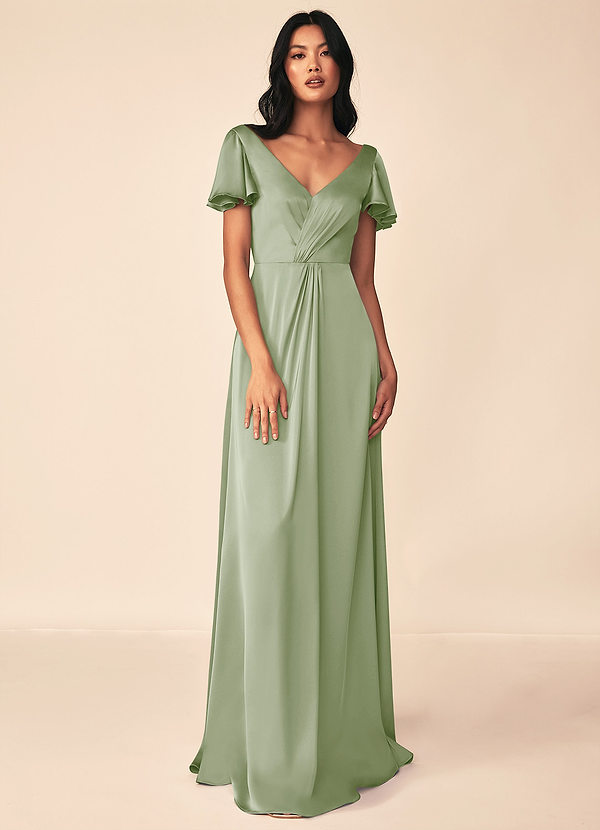 Azazie Soren Stretch Satin Dress front