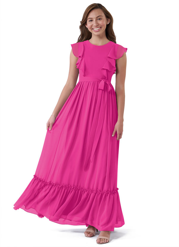 Vestidos Modestos De Manga Larga Para Damas De Honor Junior Fucsia main image 0