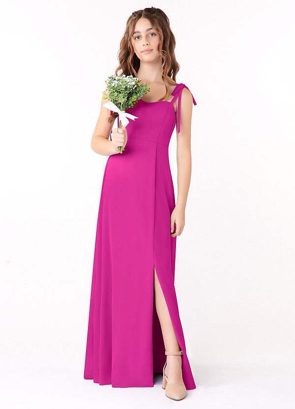 Azazie Rosey Junior Fuchsia A-Line Sweetheart Neckline Chiffon Dress image1