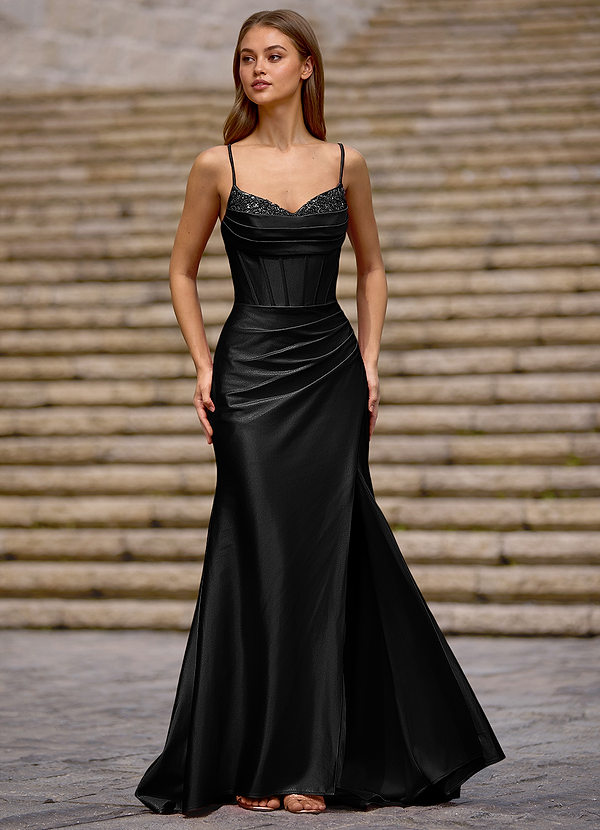 amazon black silk dress Glow Silk-like Satin Prom This dress is suitable for any special occasion Women's Satin Long Sleeve One