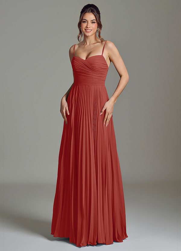 Azazie Catie Bruidsmeisjes Jurken Jurk van Chiffon met A-Lijn Sweetheart Halslijn Terracotta image1