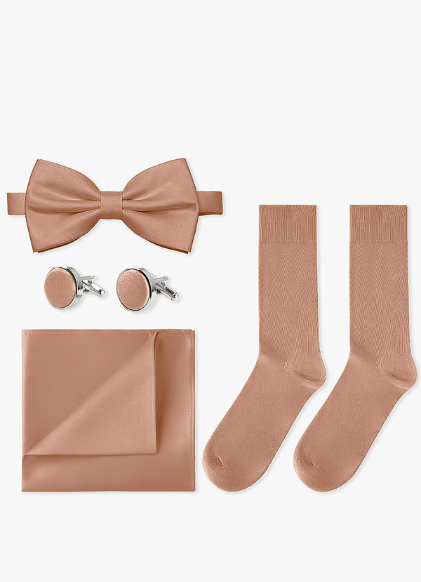 front Conjunto de pajarita, pañuelo de bolsillo, gemelos y calcetines a juego