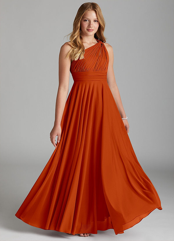 Azazie Charlize Junior A-Linie Gittergewebe Kleid Paprika image1