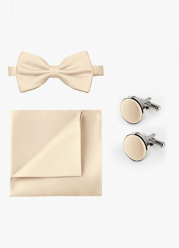 front Matching Bow Tie & Pocket Square & Cuff Links Set