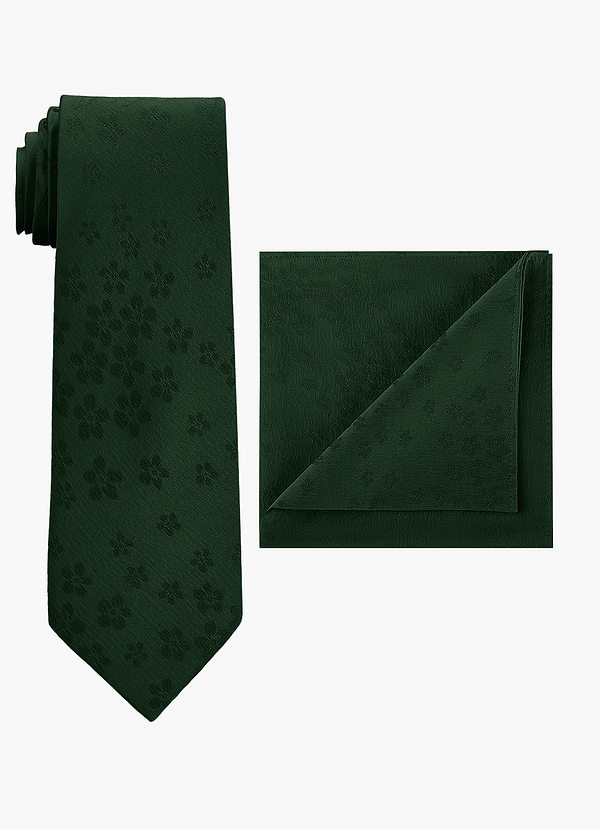 front Conjunto de corbata ancha y pañuelo de bolsillo en jacquard