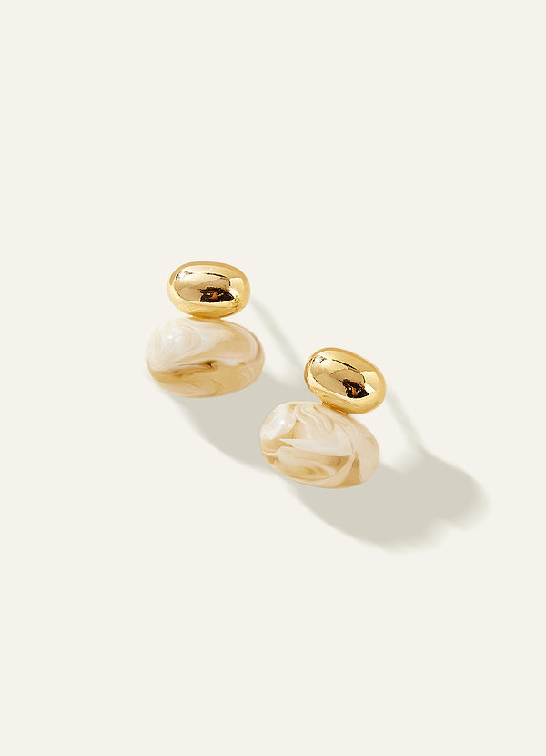 front Geometric Stone and Oval Studs