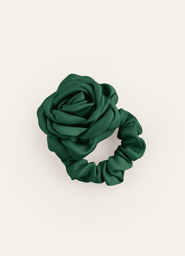front Matching Color Matte Satin Rose Scrunchie