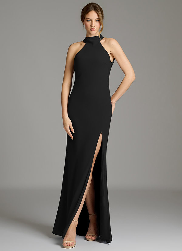 Azazie Cairo Bridesmaid Dresses Black Mermaid Pleated Chiffon Dress image1