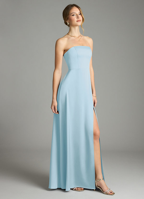 Azazie Wren Bridesmaid Dresses Sky Blue A-Line Strapless Stretch Satin Convertible Dress image1