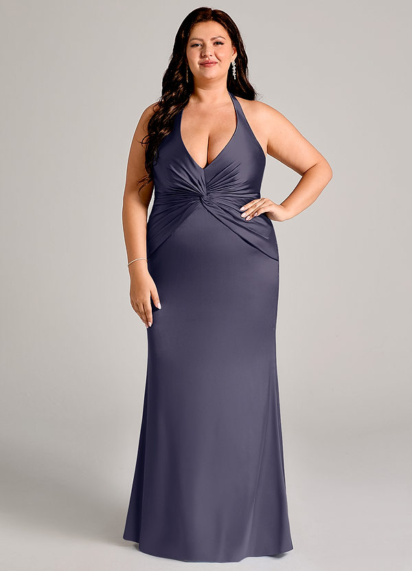 Azazie Valerie Brudtärneklänningar Klä av Sjöjungfru i Stretch Satin Plisserad Stormig image1