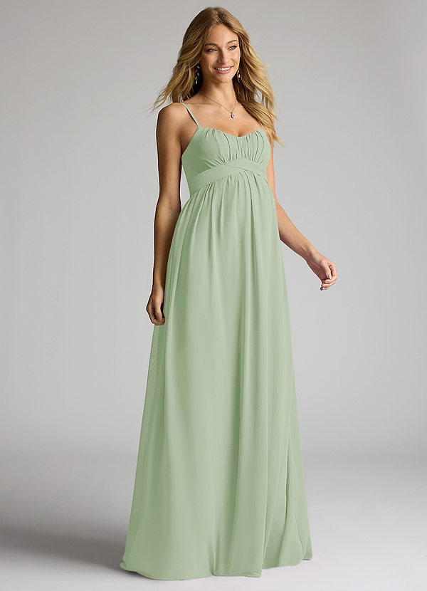 Azazie Llana Maternity Bridesmaid Dresses Vestir Linha A Comprimento do chão Chiffon image1