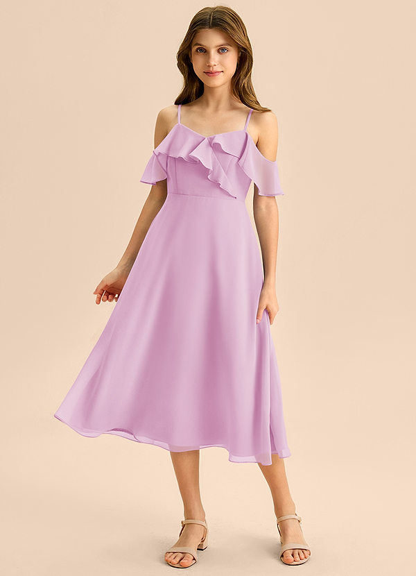 Azazie Kamilla Junior Klä av A-Line i Chiffong Av axeln image1