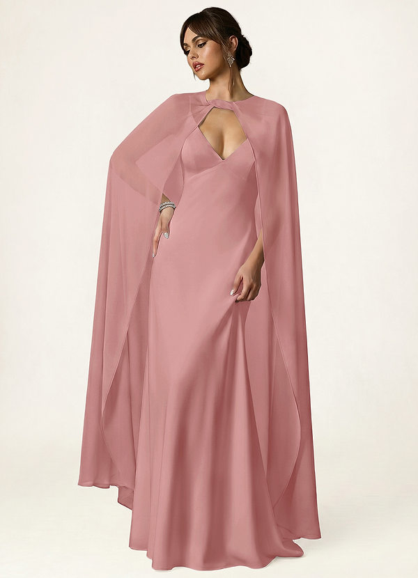 front Azazie Knot-Front Chiffon Long Cape
