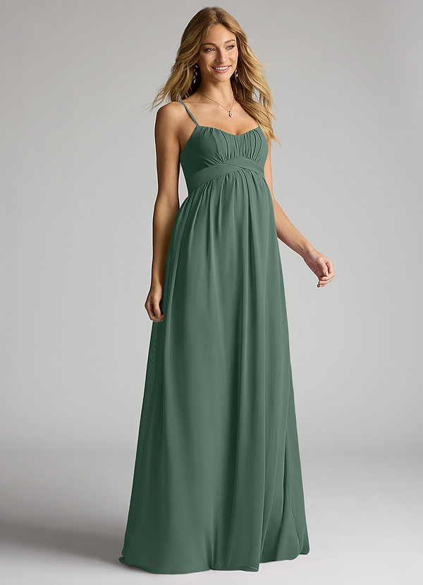 Azazie Llana Maternity Bridesmaid Dresses A-Line Chiffon Floor-Length Dress image1