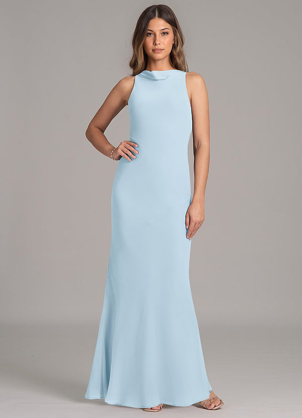 Azazie Allettie Vestidos Dama de Honor Vestido de Azul Cielo de Gasa de Corte Sirena image1