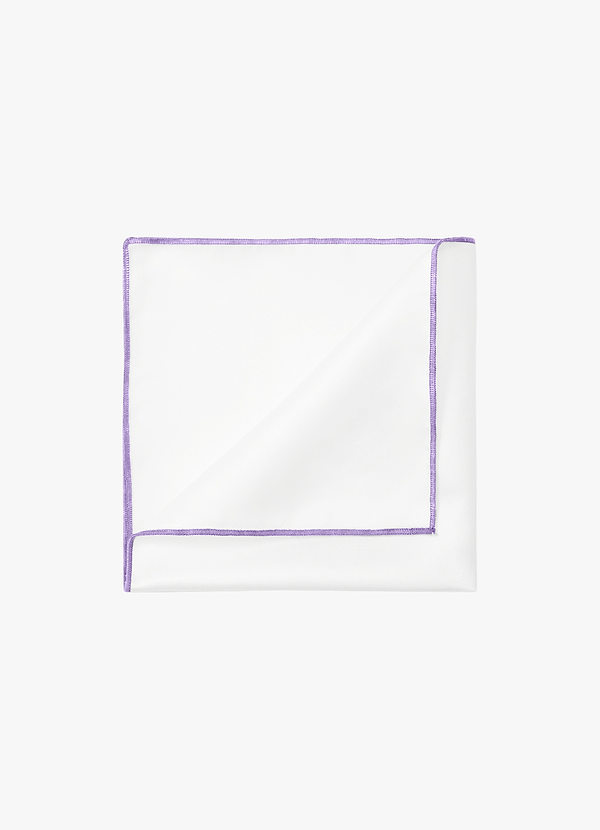 front Ivory Matte Satin Pocket Square with Colored Edge