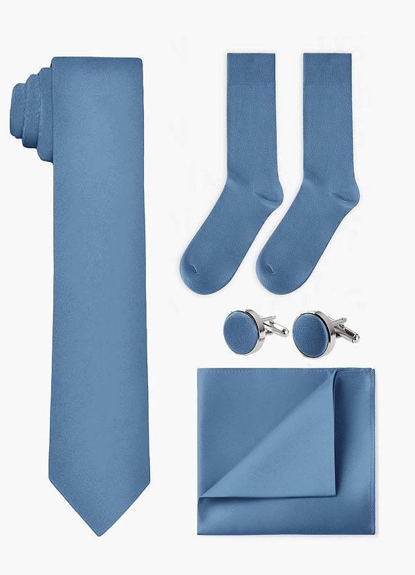 front Conjunto de corbata ancha, pañuelo de bolsillo, gemelos y calcetines a juego