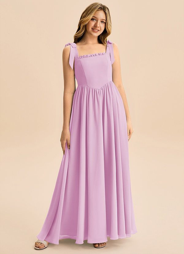 Azazie Delia Junior Abito A-Line in Chiffon Fiocco Rosa Confetto image1