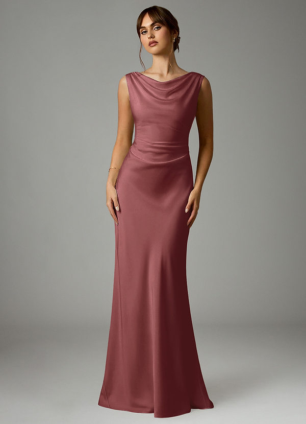 Azazie Kieryn Bridesmaid Dresses Amethyst Mermaid Pleated Stretch Satin Dress image1