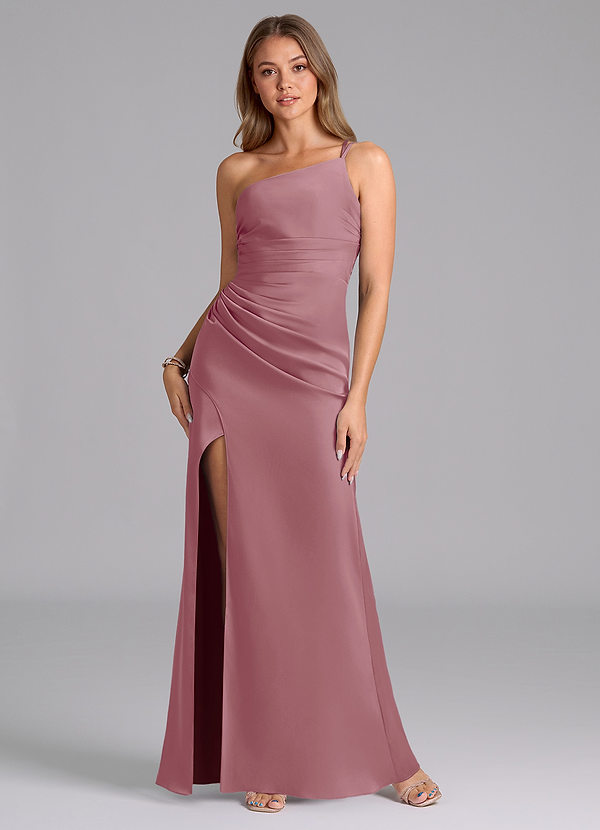 Azazie Eren Bridesmaid Dresses Vintage Mauve Mermaid One Shoulder Stretch Satin Dress image1