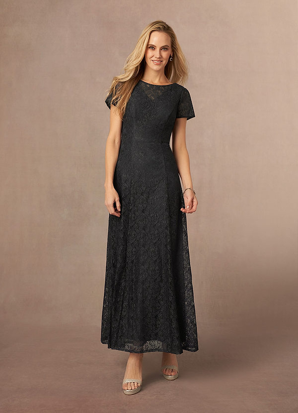 Upstudio Palo Alto Mother of the Brides Dresses Black A-Line Pleated Lace Dress image1