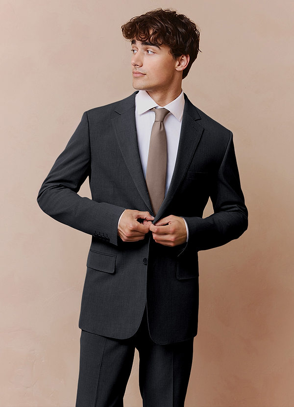 front Savile Charcoal Wool Blend Suit Jacket