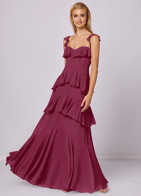 Barbie ♥ Azazie Bridesmaid Dresses Vestido Amora de Chiffon de Linha A com Decote em coração image1