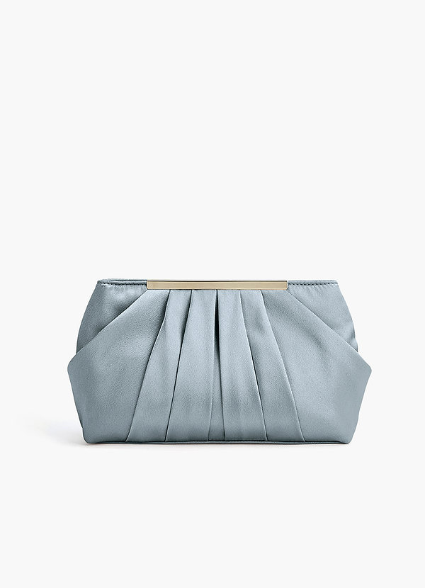front Matchande färg Metallic Satin Plisserad Clutch