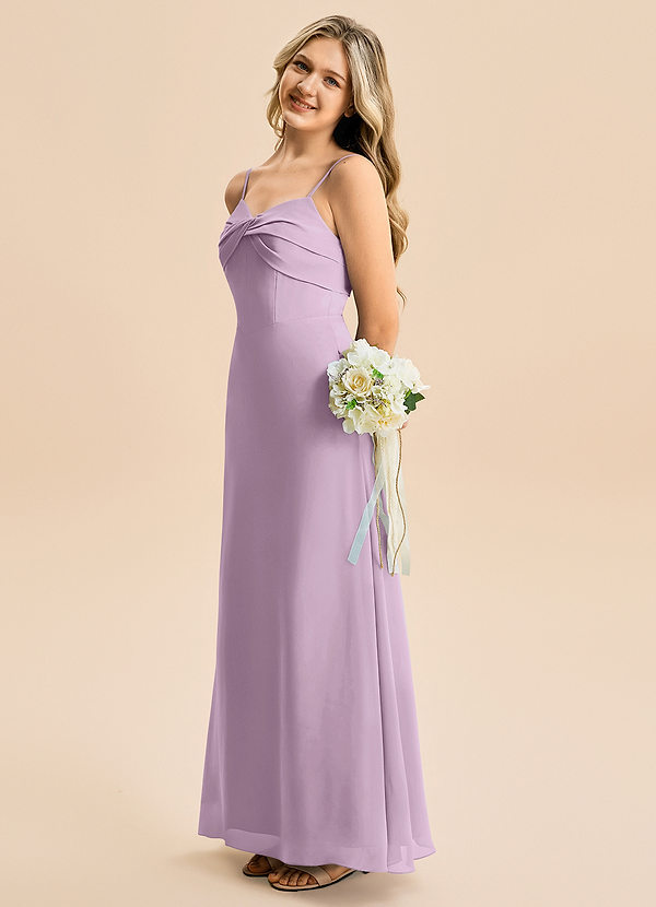 Azazie Jordyn Junior Linia A Dekolt w kształcie serca Szyfon Długość podłogi Młodsza druhna Sukienka image1