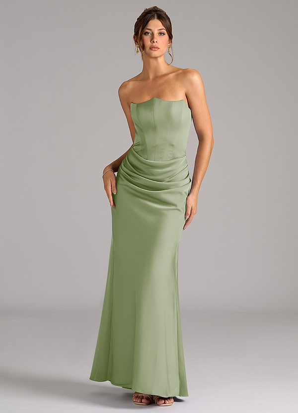 Azazie Debby Bridesmaid Dresses Dusty Sage Mermaid Strapless Stretch Satin Convertible Dress image1